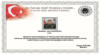 MSB: “Pençe-Kilit bölgesinde yaralanan Askerimiz şehit Oldu”