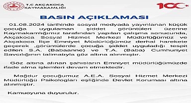 Düzce'de torununa şiddet uygulayan babaanne ile olaya göz yuman baba gözaltına alındı