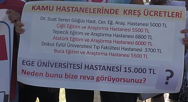 Ege Üniversitesi Tıp Fakültesi Hastanesi'nde çalışan sağlık emekçilerinden hastane kreşinin özelleştirilmesine tepki