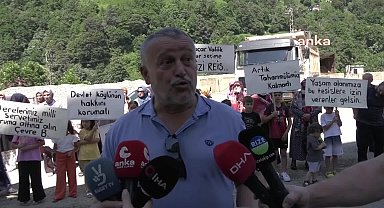 Rize'de Zincirliköprü Mahallesi sakinlerinden beton mıcır ve beton fabrikalarının yarattığı kirliliğe tepki
