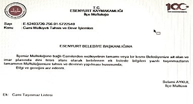 Kayyum, 37 caminin mülkiyetini müftülüğe devretti