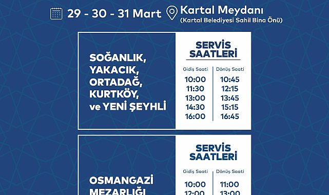 Kartal Belediyesi’nden Ramazan Bayramı’nda mezarlıklara ücretsiz ulaşım hizmeti