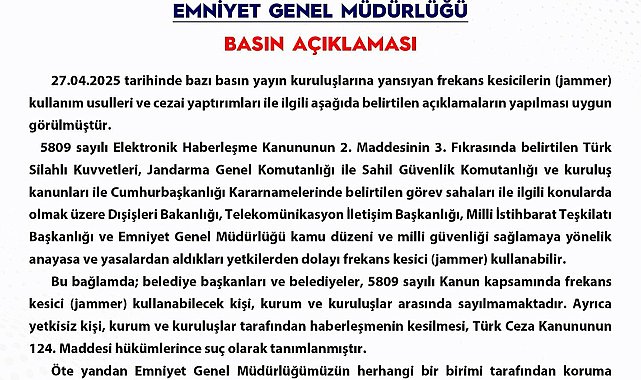 EGM: “Belediye başkanları ve belediyeler, jammer kullanma yetkisi bulunan kurum ve kuruluşlar arasında sayılmamaktadır”
