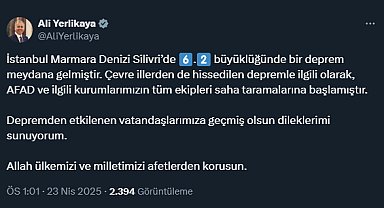 İstanbul'da deprem... İçişleri Bakanı Yerlikaya: 