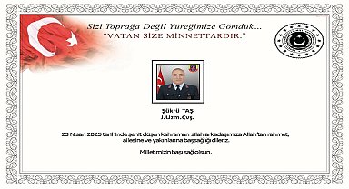 Silahı kazara ateş alan Jandarma Uzman Çavuş Şükrü Taş şehit oldu 
