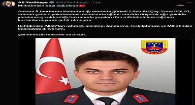 Ali yerlikaya: Jandarma Astsubay Kıdemli Çavuş Emre Polat şehit oldu
