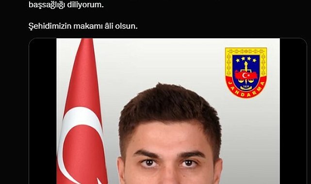 Ali yerlikaya: Jandarma Astsubay Kıdemli Çavuş Emre Polat şehit oldu
