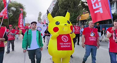 Antalya’da 1 mayıs kutlamaları... Pikachu bu kez 