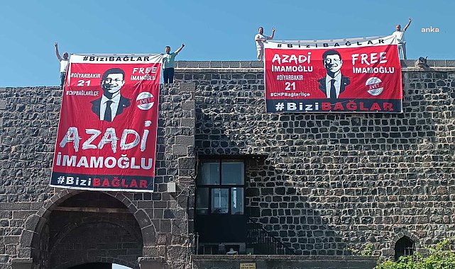 Diyarbakır surlarına İmamoğlu’nun pankartını asan CHP’li başkana 2 bin 953 lira ceza