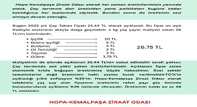 Hopa-Kemalpaşa Ziraat Odası Başkanı Muti’den çay fiyatına tepki: Üreticinin aklıyla dalga geçiliyor