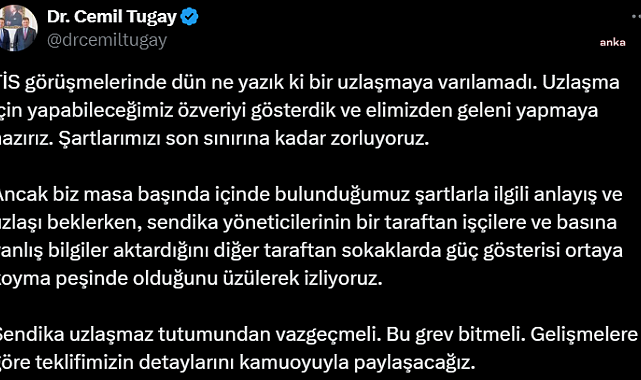 İzmir Büyükşehir Belediye Başkanı Cemil Tugay: