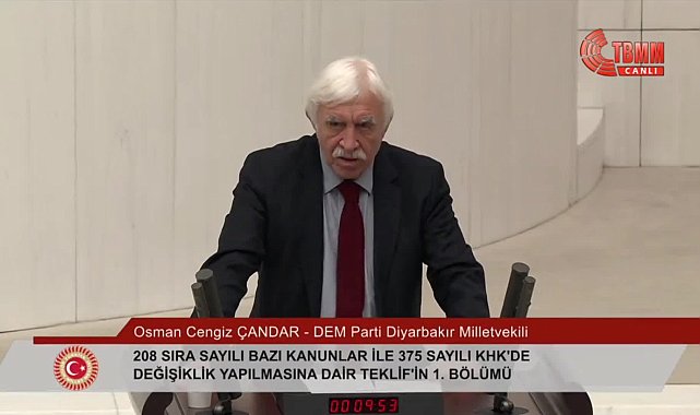 TBMM Genel Kurulu... DEM Partili Çandar: Süreç, Devlet Bahçeli'nin bir emniyet supabı gibi katkı sağlaması söz konusu olmadan gerçekleşemezdi
