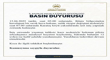 Aksaray'daki sıcak hava balonu kazasında 1 kişi öldü, 12 kişi yaralandı