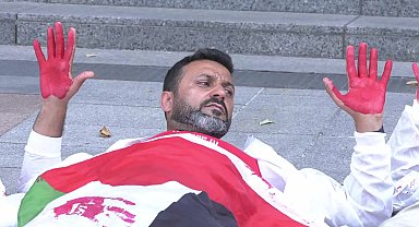 Avrupa Parlamentosu önünde Filistin protestosu