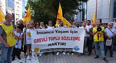 Eğitimciler taleplerini sıraladı... Eğitim Sen Eskişehir Şube Başkanı Demirkol: Masa başı oyunlarıyla çalınan haklarımızın takipçisiyiz