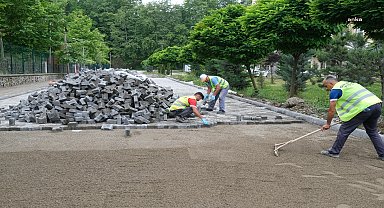 Giresun Belediyesi'nden yeni yerleşim yerinde parke yol çalışması