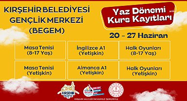 Kırşehir'de yaz kursuna kayıtlar yarın başlayacak