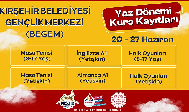 Kırşehir'de yaz kursuna kayıtlar yarın başlayacak