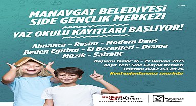 Manavgat Belediyesi yaz okulu kayıtları başlıyor