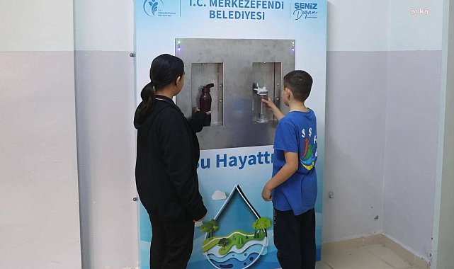 Merkezefendi Belediyesinden 15 okula 30 steril içme suyu ünitesi