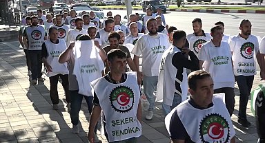 Şeker-İş Sendikası üyeleri, kamu işçisi için önerilen zam teklifini Malatya'da protesto etti