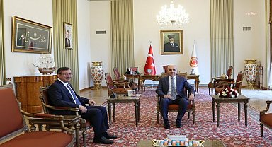 TBMM Başkanı Kurtulmuş, Cumhurbaşkanı Yardımcısı Yılmaz ve Bakan Şimşek ile bir araya geldi