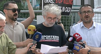 Basın meslek örgütlerinden İsrail Konsolosluğu önünde protesto