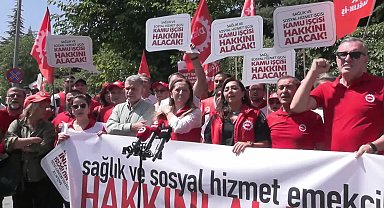 DİSK Dev Sağlık-İş, Çalışma Bakanlığı önünde...Arzu Çerkezoğlu: Tekliften derhal vazgeçin kamu işçilerinin alın terinin karşılığı olan bir ücreti mutlaka gündeme getirin