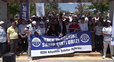 KESK üyeleri Adıyaman Belediye Başkanı Tutdere'nin gözaltına alınmasını protesto etti
