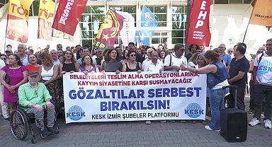 KESK üyelerinden belediye önünde gözaltılara tepki