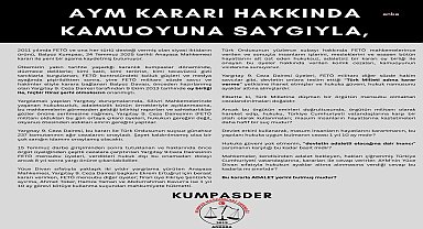 KUMPASDER'den, Balyoz davasını onayan 3 eski Yargıtay üyesine, Yüce Divan’da verilen 1 yıl 10 ay hapis cezasına tepki