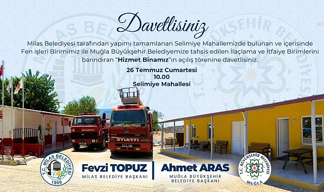 Milas Belediyesi tarafından yapımı tamamlanan Hizmet Binası törenle açılıyor