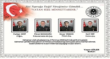 MSB, metan gazından etkilenerek şehit olan 4 askerin daha kimliğini açıkladı