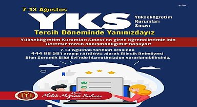 Bilecik Belediyesi’nden YKS tercih danışmanlığı hizmeti