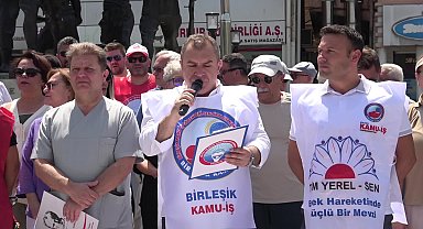 Birleşik Kamu-İş ve Türkiye Kamu-Sen üyelerinden Burdur'da zam protestosu