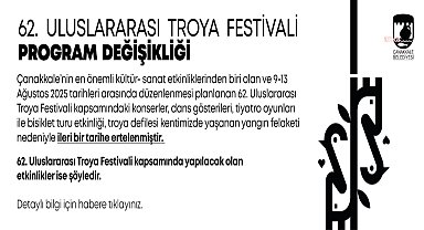 Çanakkale 62. Uluslararası Troya Festivali'nin programında yangın nedeniyle değişiklik yapıldı, birçok etkinlik ertelendi