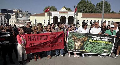 Hayvan hakları savucuları İstanbul Valiliği önünde 