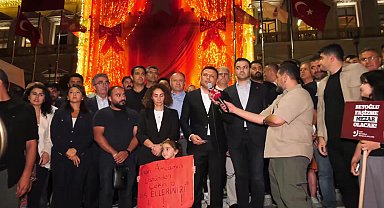  İnan Güney'in gözaltına alınması Beyoğlu Belediyesi önünde protesto edildi... Çelik: Bu düzen, 'iftira at, üzerine para ver kurtul' düzenine dönüşmüştür