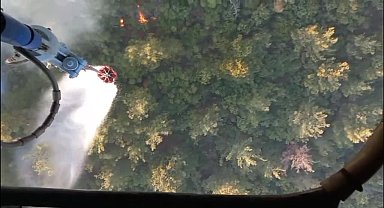 Manisa'nın Soma İlçesinde orman yangınına havadan ve karadan müdahale sürüyor