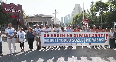 Memur sendikaları, Hakem Kurulu toplantısının yapıldığı Sayıştay önünde: “Hakem Kurulu, sonucu belli bir oyunun oyuncusundan fazlası değildir”