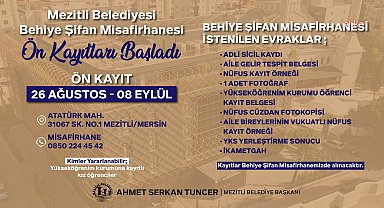 Mezitli Belediyesi Behiye Şifan Misafirhanesi’ne ön kayıtlar başladı