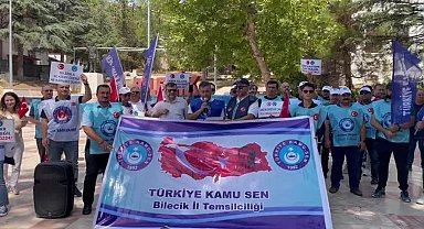 Türkiye Kamu-Sen, hükümetin memurlar ve emeklilerine yönelik zam teklifini Bilecik'te protesto etti