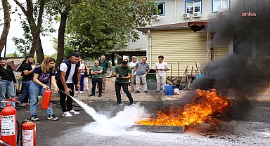 Antalya Büyükşehir Belediyesi çalışanlarına yangın eğitimi ve tatbikat