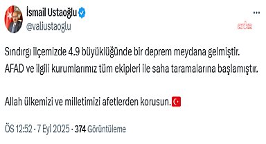 Balıkesir’in Sındırgı ilçesinde 4,9 büyüklüğünde deprem... AFAD: 