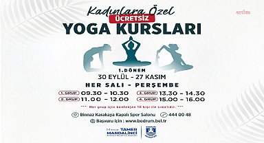 Bodrum Belediyesi'nin kadınlara yönelik ücretsiz yoga kursları başlıyor