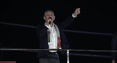 CHP'den ''Filistin'e Destek'' mitingi... Özgür Özel: Biz Yaser Arafat'ın koluna giren, elini tutan Bülent Ecevit'in durduğu yerdeyiz