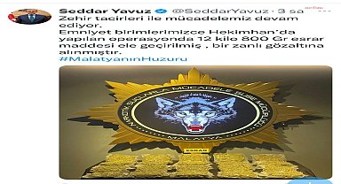 Malatya’da uyuşturucu operasyonu: 12 kilo 800 gram uyuşturucu madde ele geçirildi