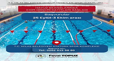 Milas Belediyesi Kapalı Yüzme Havuzu'nda Ekim ayı kış dönemi seans kayıtları başladı