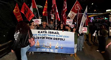 DEM Parti, EHP, EMEP, Sol Parti ve TİP'in Ankara il örgütlerinden İsrail Büyükelçiliği önünde protesto