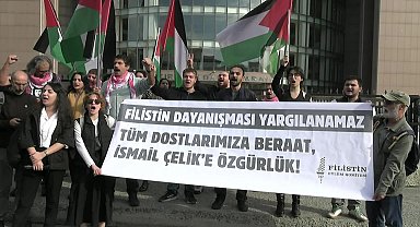 Filistin Eylem Komitesi'nden Bakırköy Adliyesi önünde açıklama: Protesto değil, İsrail’le işbirliği suçtur. Filistin’le dayanışma yargılanamaz